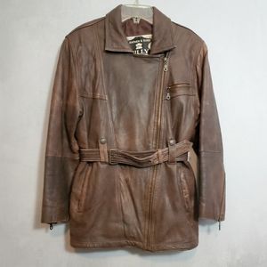 Billy size leather lamb distressed jacket